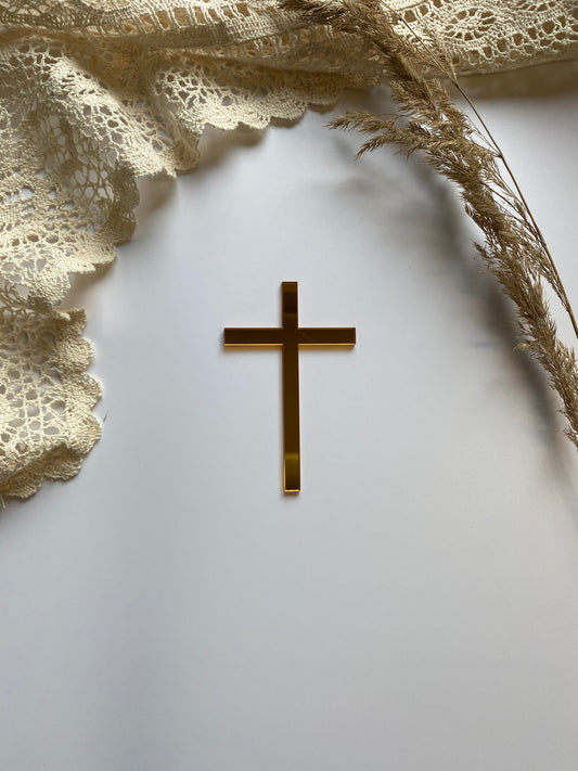 Acryltopper Gold "Kreuz"